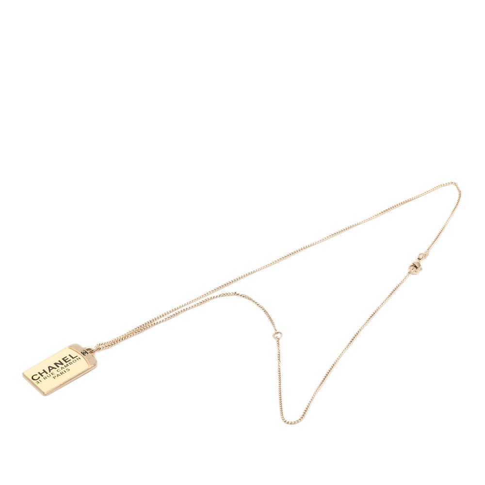 Pre-Loved Chanel CC Gold Plated 31 Rue Cambon Dog Tag Pendant Necklace